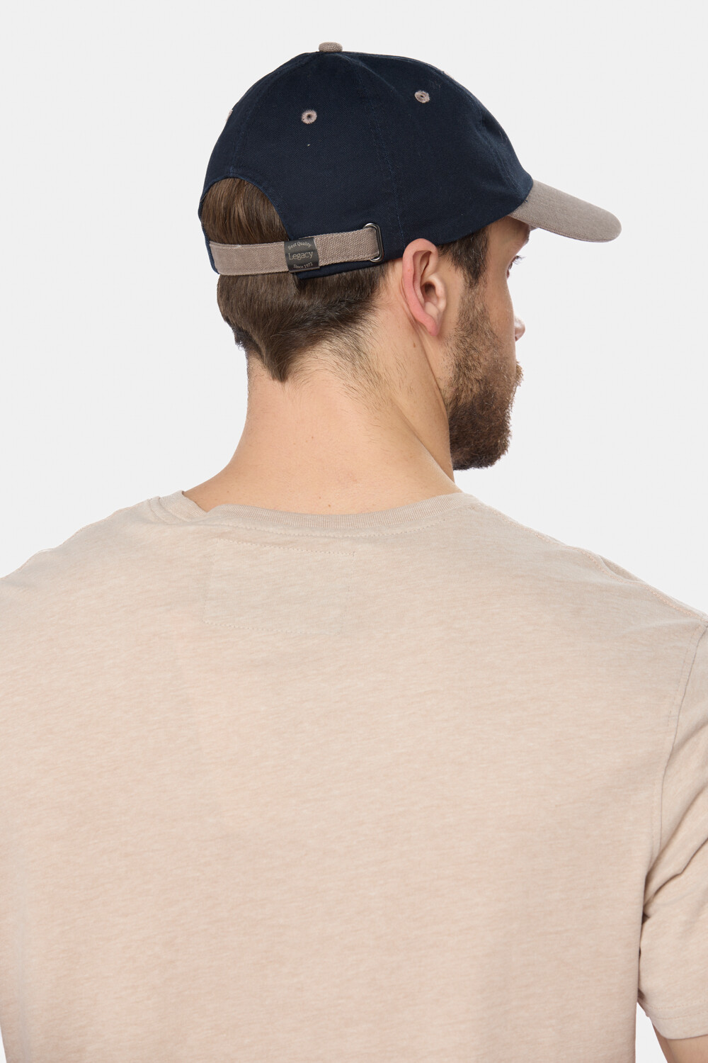 GORRO VISERA DE LONA CON PARCHE TEJIDO Azul