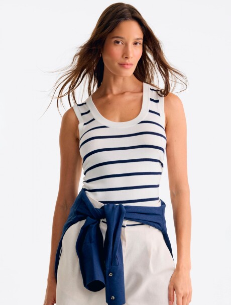 MUSCULOSA DE RAYAS BLANCO