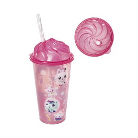 Vaso Plástico Milkshake Disney con Forma y Pajita 500ML GABBY
