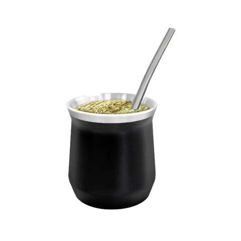 MVS Mate De Ac. Inox. 140 Ml Con Bombilla Incluida Hudson - Negro