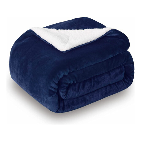 Frazada Manta Polar Termica Con Corderito 2 Plazas 200x230cm Azul
