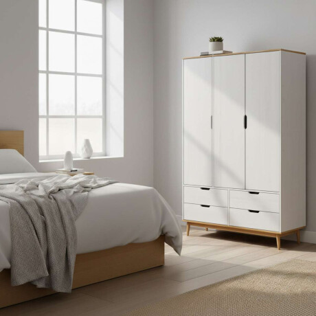 Ropero 3 Puertas 4 Cajones Li­nea Niordica Roble/Blanco