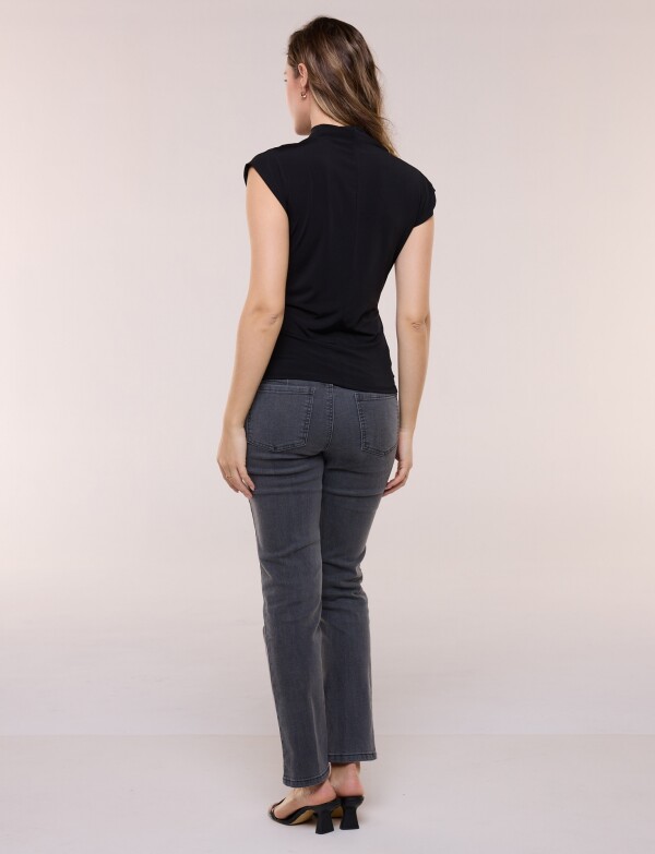 Blusa Cruzada Con Frunce Lateral NEGRO
