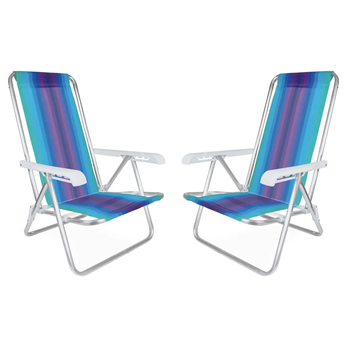 Set X2 Reposeras Sillas Playa Reclinables 4 Posiciones Alum - Verde Agua/violeta 