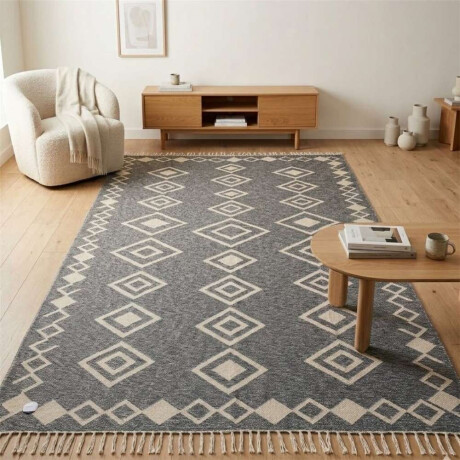 Alfombra C/Flecos 200X285Cm Azul Rombos Con Flecos Alfombra C/Flecos 200X285Cm Azul Rombos Con Flecos
