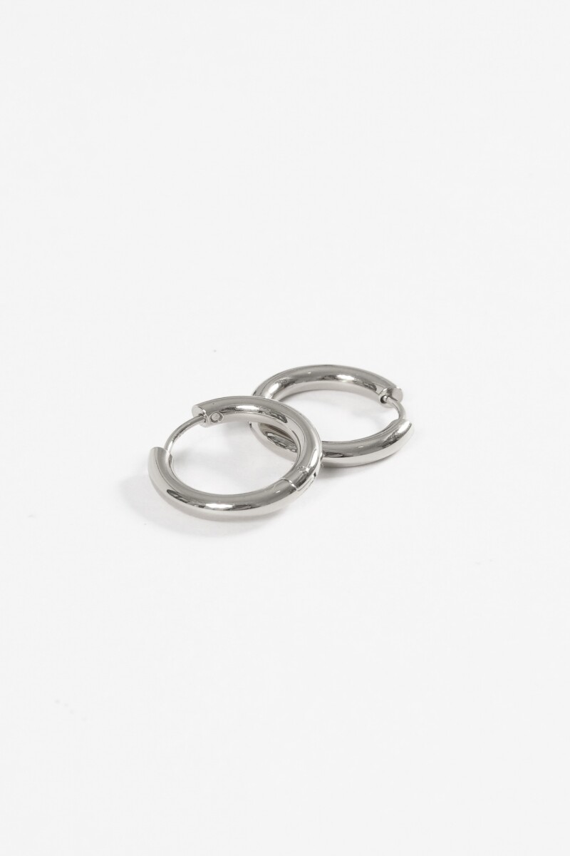 Aros acero grueso small plateado