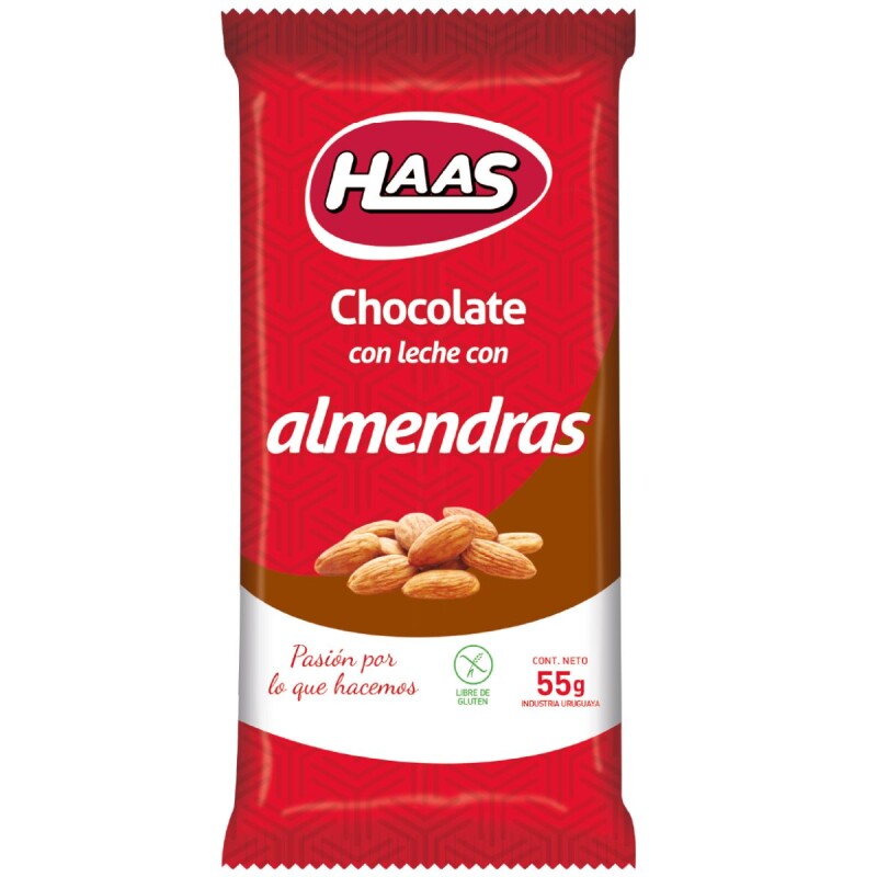 Tableta de Chocolate HAAS Leche con Almendras 55 GR