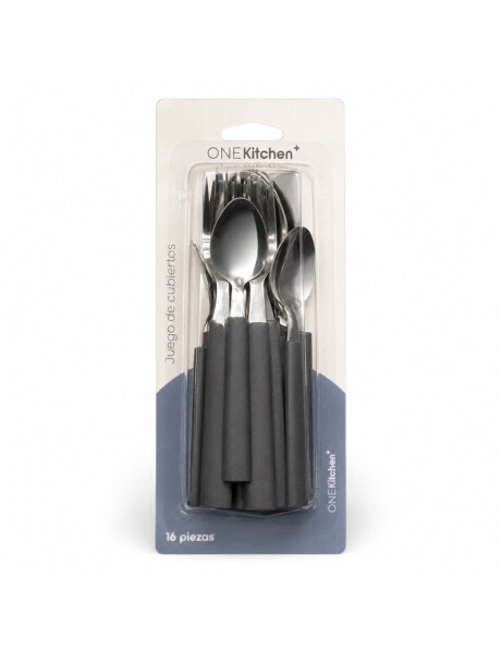 JUEGO DE CUBIERTOS 16PZAS MANGO PLASTICO GRIS JUEGO DE CUBIERTOS 16PZAS MANGO PLASTICO GRIS