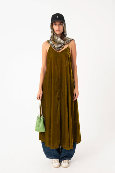 VESTIDO LARGO DE BRETEL FINO E Verde
