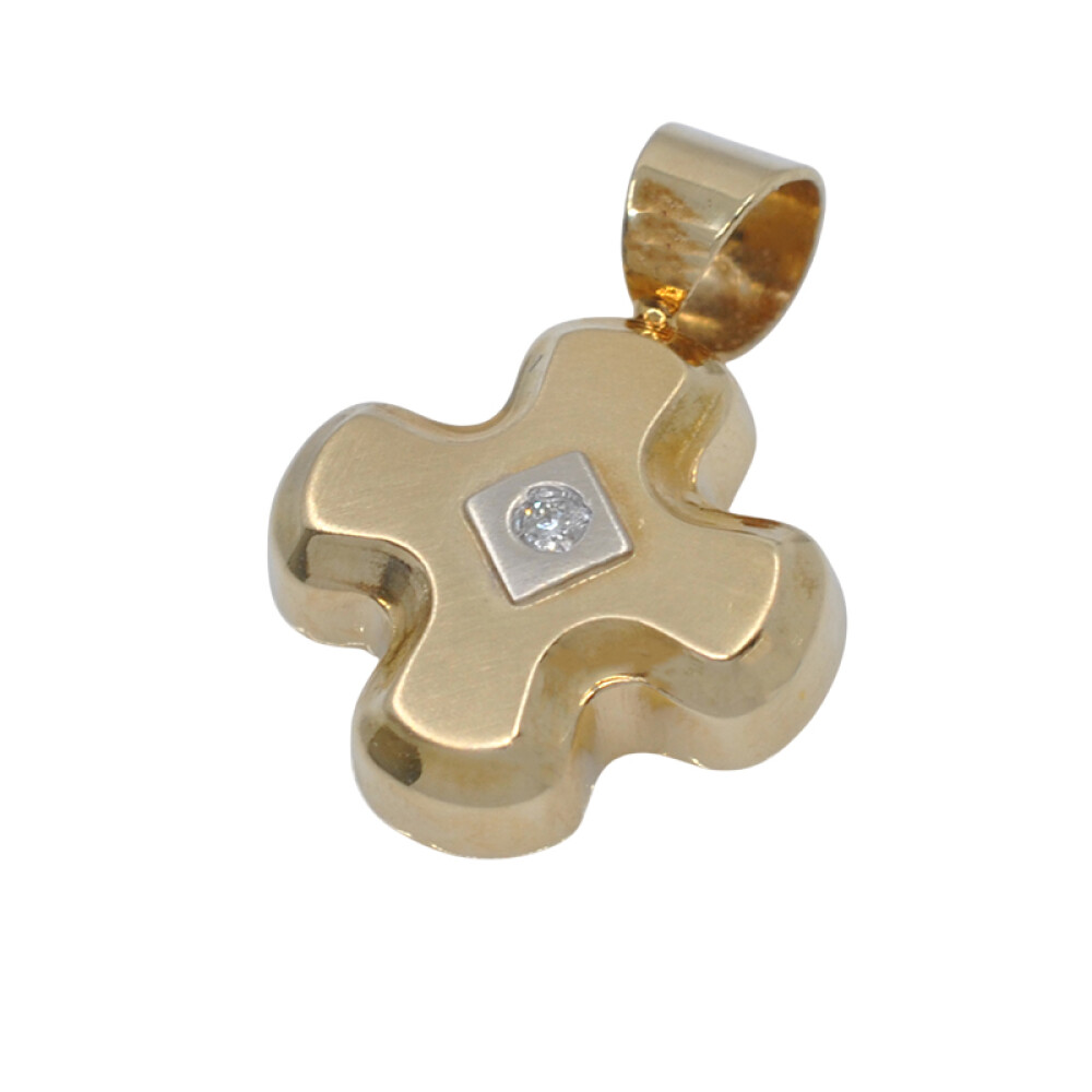 Cruz en oro 18k y brillante central Cruz en oro 18k y brillante central