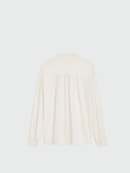 Celine- Blusa manga larga con lazo Marfil