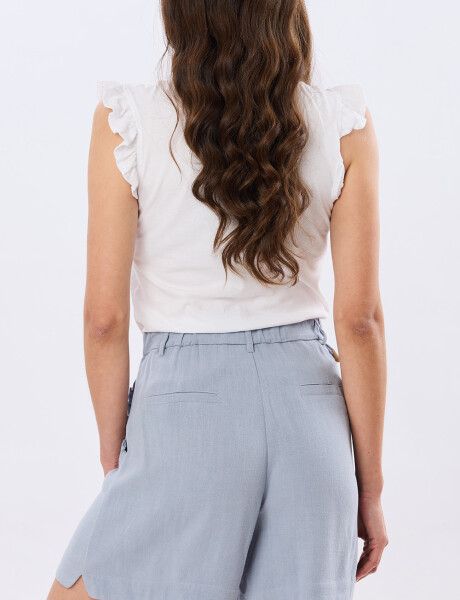 SHORT DE LINO CON VOLADO Piedra