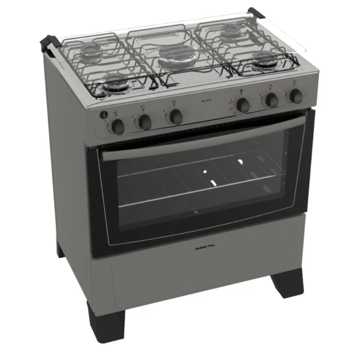 COCINA S/GAS - 5 HORNALLAS - GAS – ENCENDIDO - LUZ - MEGA LLAMA - silver 