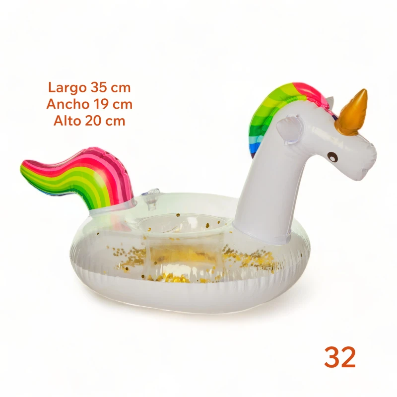 Inflable Posa Vaso Bebida Para Piscina Variedad Diseños 3 Unicornio 3