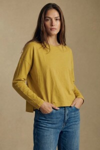 Remera Manga Larga Algodon Lavado Mostaza