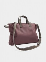 Bolso Tote De Nylon Con Bandolera burdeos