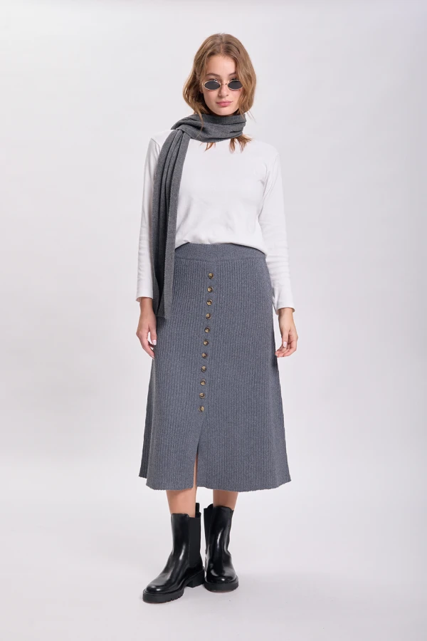 Falda punto midi Gris