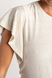 Remera Manga Volado Beige Melange