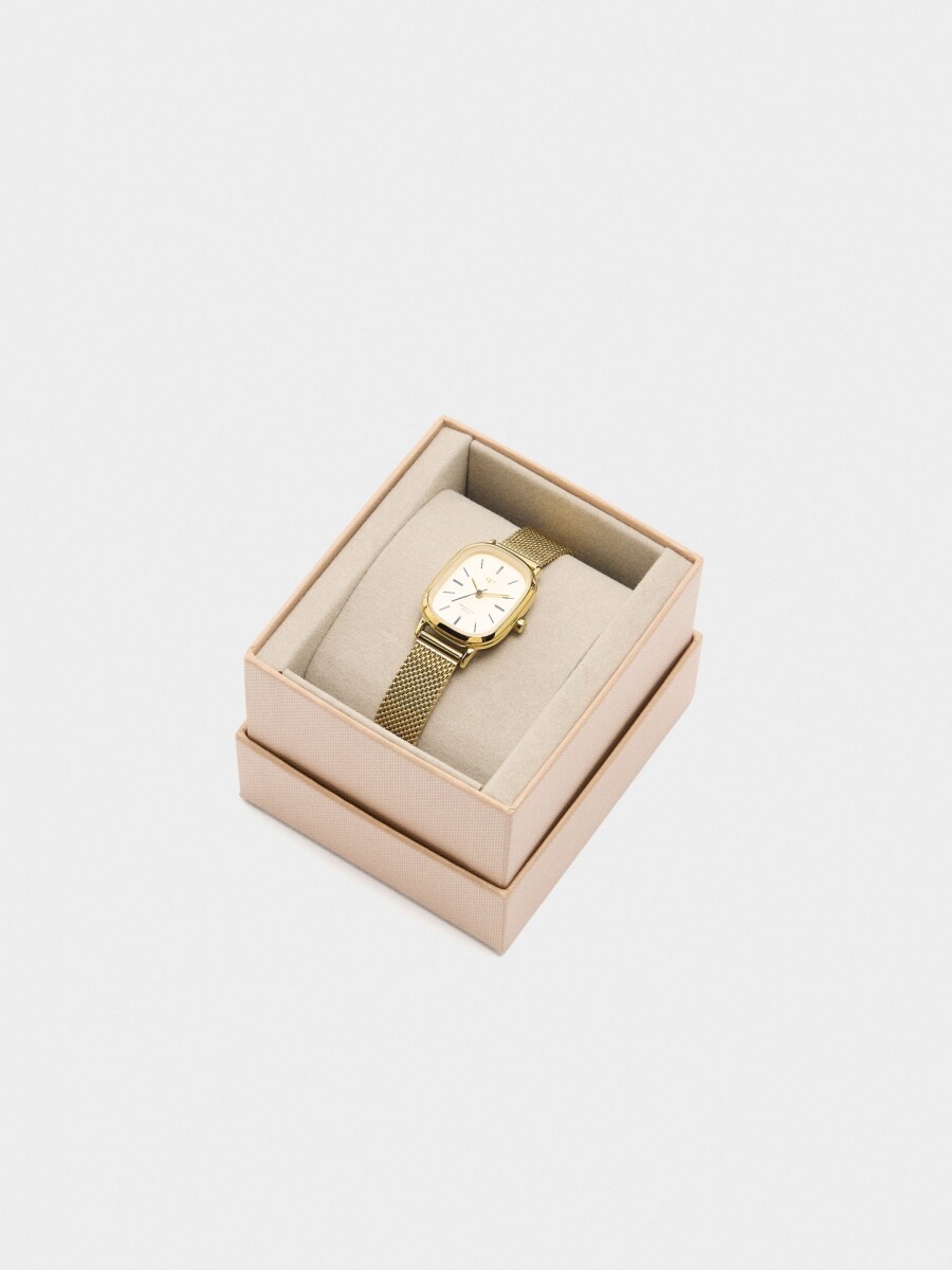 Reloj De Malla Metálica De Acero Inoxidable dorado