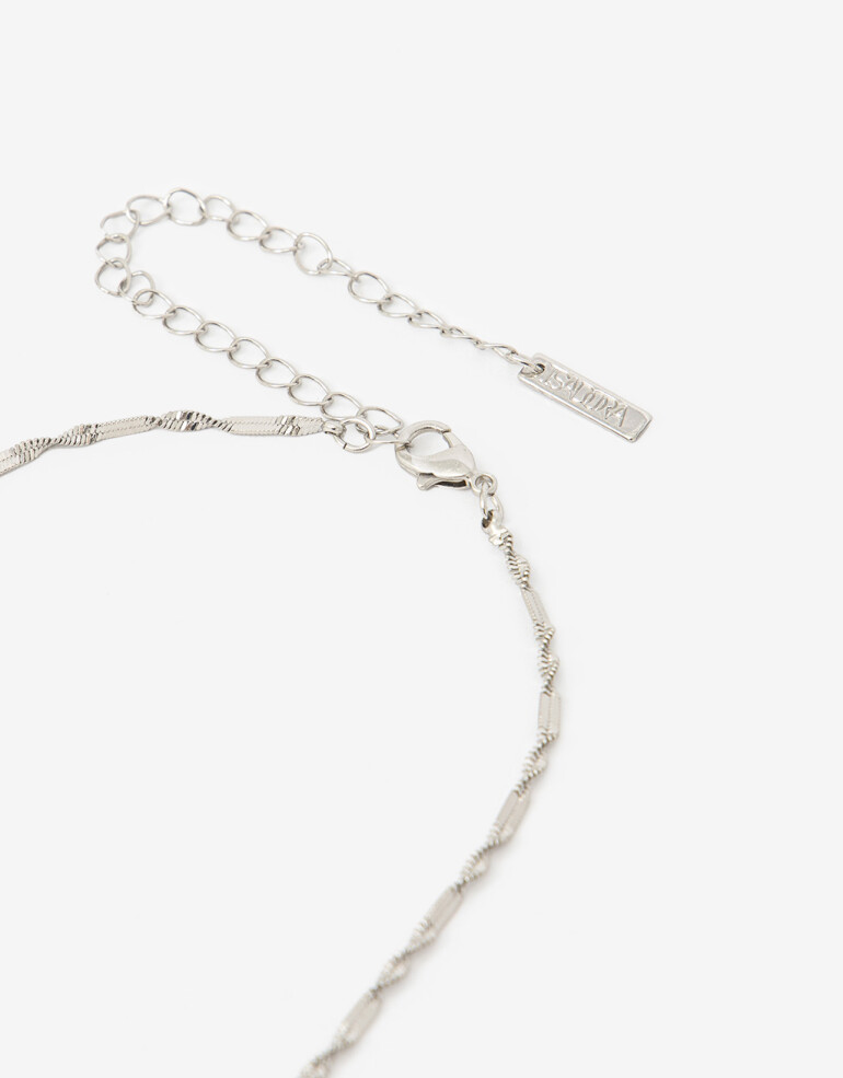Collares Cortos Metal Collar Cadena Torzada - Plateado Rodio