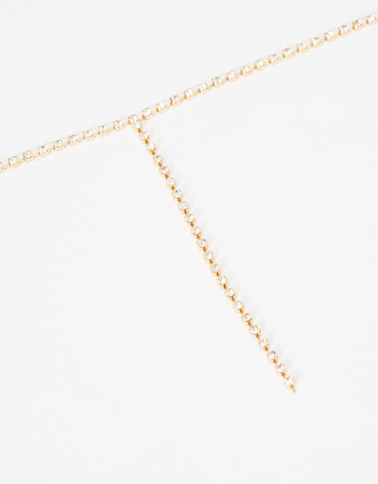 Collares Largos Strass Collar Largo De Strass. - Dorado