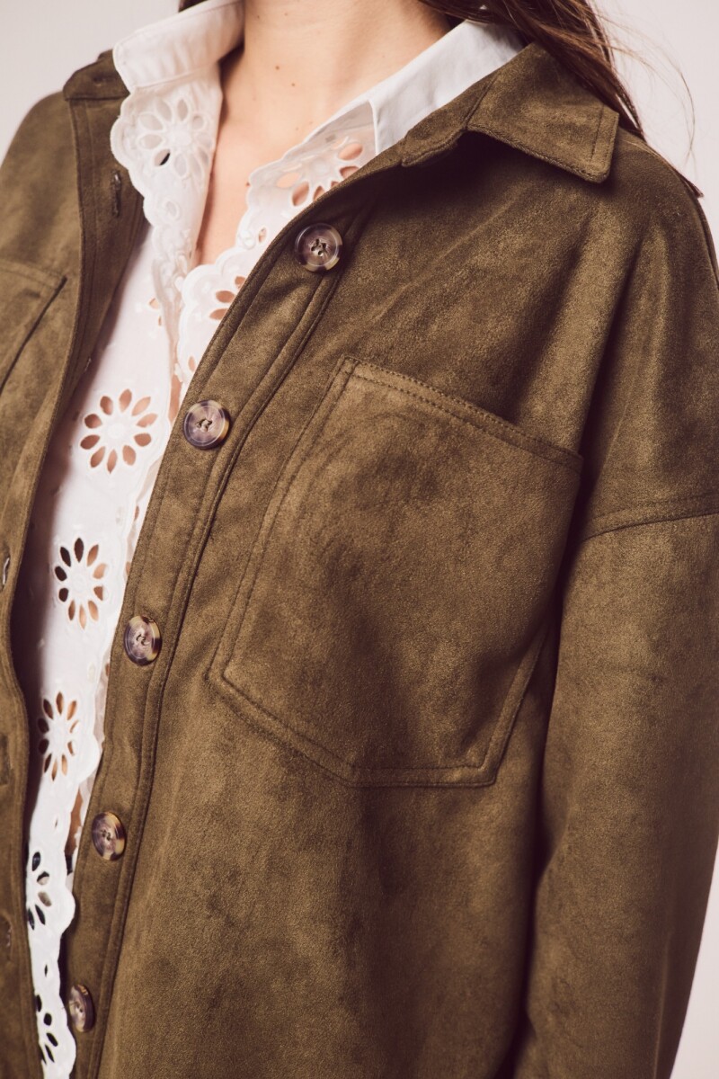 Sobrecamisa Gamuza Cuero Vegano Verde Oliva