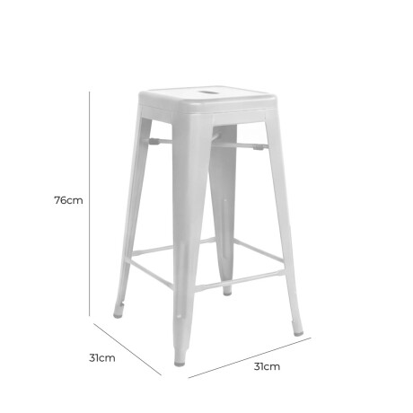 Butaca Taburete Alta Metálica Tolix Puppets Cocina Blanco