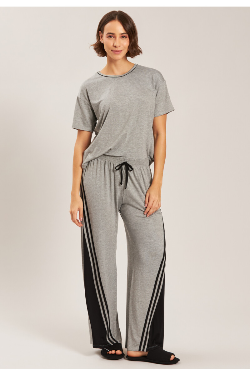 CONJUNTO COMBINADO LARGO GRIS C/NEGRO 21291