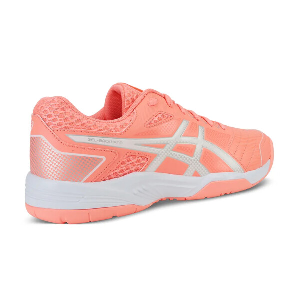 Zapatillas Championes Deportivos De Tenis Mujer Asics Gel-Backhand Coral y Plateado