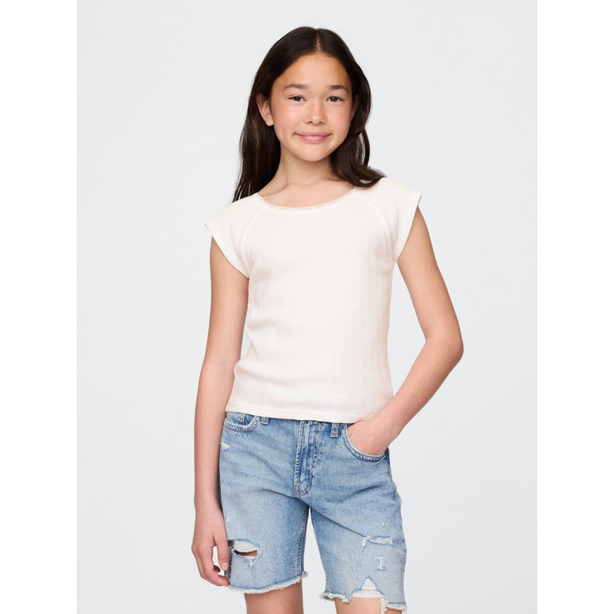 SS POINTELLE LACE TEE_SU25 - NEW OFF WHITE 