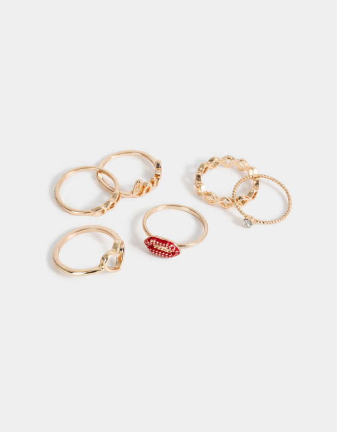 Sets Anillos Con corazón Set De Anillos Dorados - Dorado