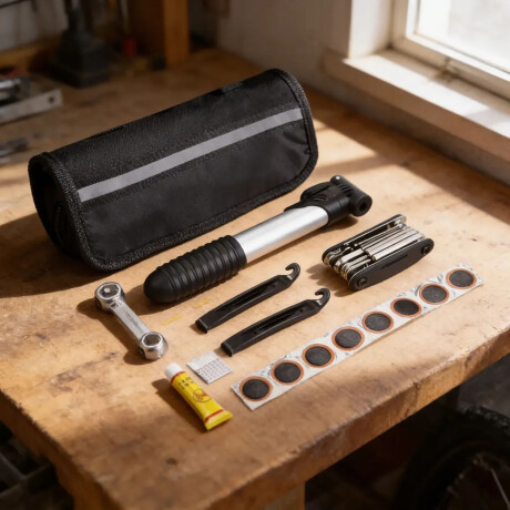 Set Herramientas P/Bicicleta Multitool Reparación Neumáticos Negro