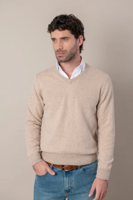 Sweater V lambswool Beige