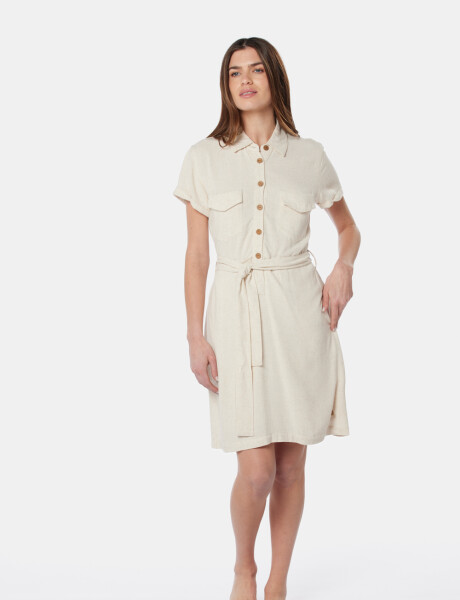 VESTIDO DE LINO Beige