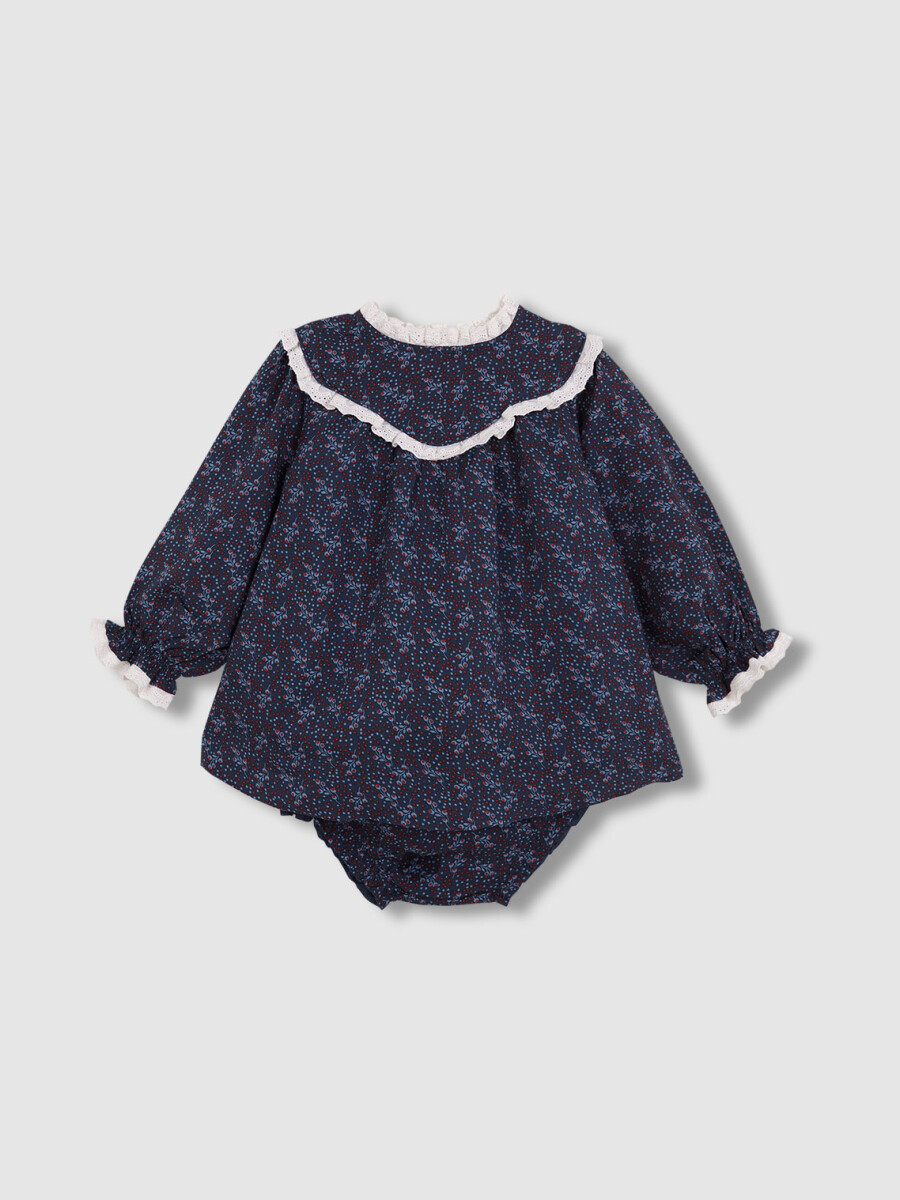 Vestido Estampado Azul Medio Oscuro