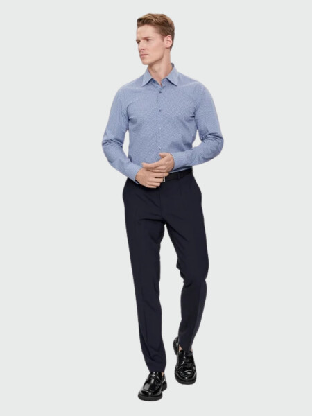 BOSS - Camisa slim fit con estampado de monogramas en algodón elastizado, H-HANK-KENT 0