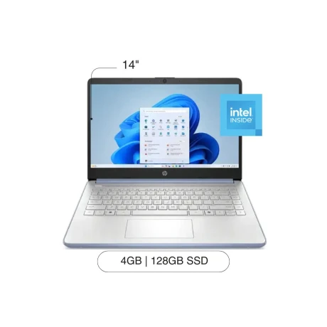 Notebook HP 14-DQ6012DX 14' HD 128GB /4GB RAM Intel N150 W11 - Sky Blue Notebook HP 14-DQ6012DX 14' HD 128GB /4GB RAM Intel N150 W11 - Sky Blue