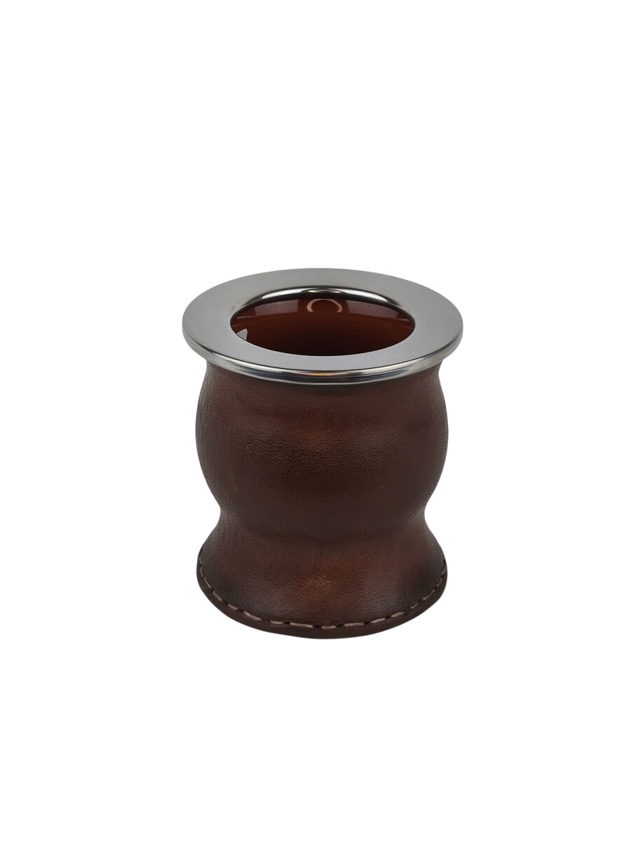 Mate de ceramica forrado en cuero tipo copa - Marron 