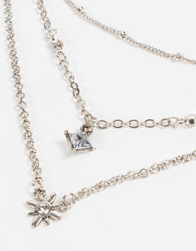Collares Cortos Bañada en Plata Collares Cortos Cosmico Bañada En Plata - Plateado