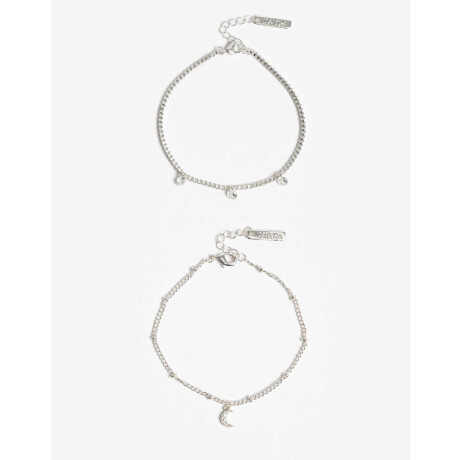 Set De Pulseras Con Cubic Zirconia Plateado