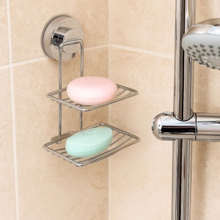 JABONERA DE BAÑO DOBLE PLATEADO