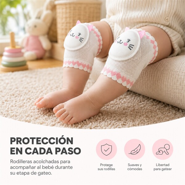 Rodilleras Gateo Bebé X2 Acolchadas Antigolpes C/ Diseños Rosa