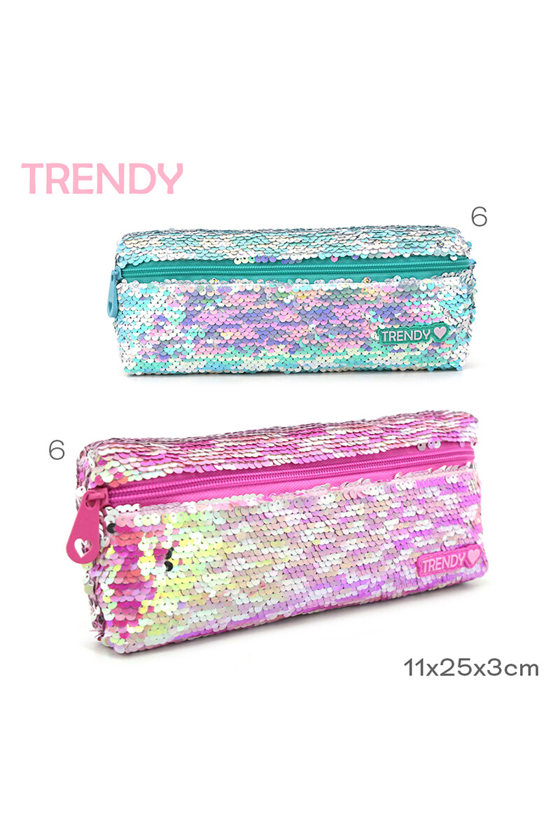 Cartuchera con lentejuelas reversibles Celeste