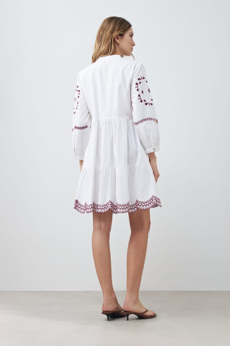 Vestido midi con bordados blanco