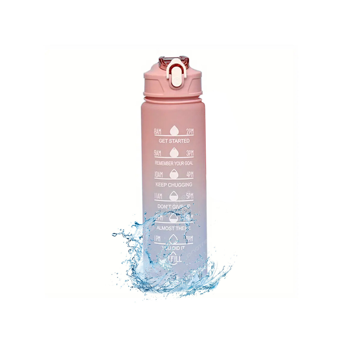 Botella De Agua Deportiva 750ML Motivacional Hidratacion Fit - Variante Color Rosa 
