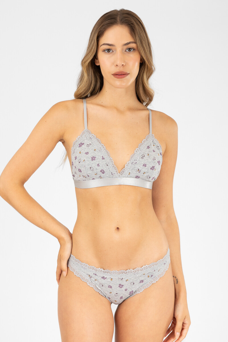 Triangulo flower stripe Gris