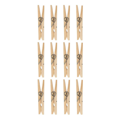 Palillos Pinzas Madera Mor 12 Piezas Ropa Cuerdas Tender Natural