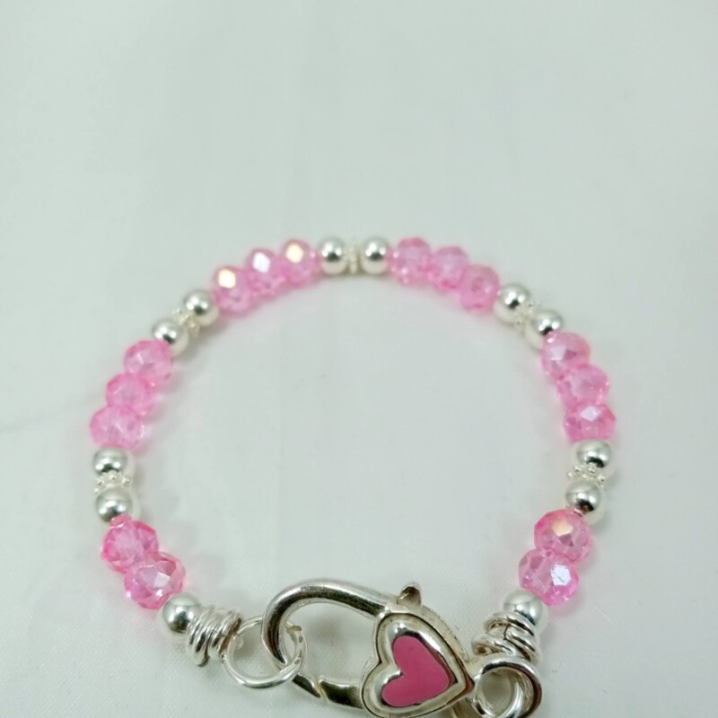 Pulsera plata 925, con cristales swarovski color Rosa