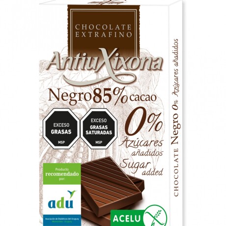 TABLETA ANTIU CHOCOLATE NEGRO 85% S/AZÚCAR 100G 001