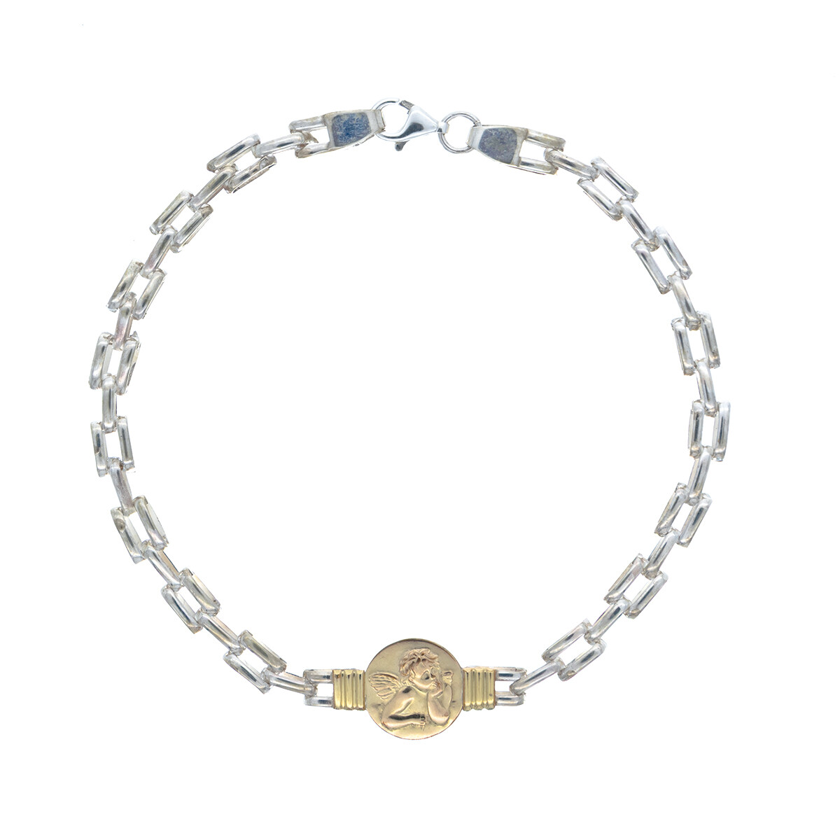 Pulsera de plata 925 y double en oro 18 ktes, ANGEL RAFAEL. 